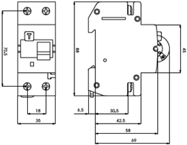 дифавтомат дифференциальный автоматический двухполюсный выключатель KZS 2М С 40А / 0.03 АС 10kA купить Киев цена диференціальний автоматичний вимикач купити Київ ціна ETI