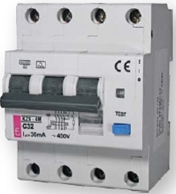 KZS 4М С 32А / 0.03А 6kA дифавтомат дифференциальный автоматический выключатель 4-полюсный купить Киев цена диференційний автоматичний вимикач чотириполюсний купити Київ ціна eti
