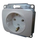 Механизм розетки с заземлением белого цвета установка в стену скрытая механізм розетки з заземленням білого кольору установка в стіну прихована купити Київ ціна доставка Киев цена