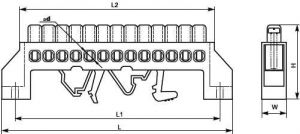 Шина нулевая универсальная 10 отверстий - клемм крепление под винт или на монтажную рейку Din купить Киев цена доставка