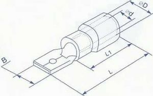 Коннектор плоский с частичной изоляцией, тип папа, ширина лопатки 2.8мм, для провода сечением от 0.5 до 1.5 квадрат мм купить в Киеве по выгодной цене с бесплатной доставкой