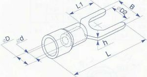 Наконечник вилочный в изоляции для провода сечением от 1.5 до 2.5 квадрат мм, под болт М6, ток до 25А купить в Киеве по выгодной цене с доставкой